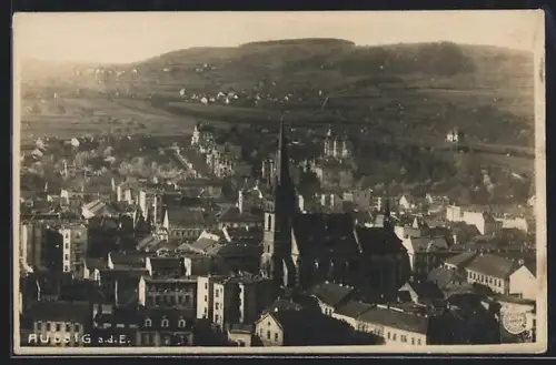 AK Aussig a. d. E., Teilansicht mit Kirche