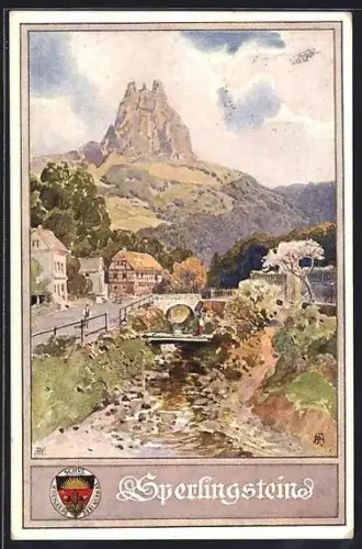 Künstler-AK Tichlowitz, Sperlingstein, Deutscher Schulverein