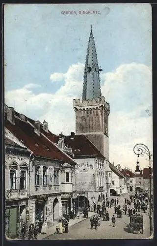 AK Kaaden, Ringplatz mit Gasthof Sonne und Hotel Stadt Paris