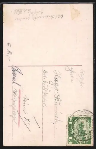 AK Leitmeritz a. E., Lange Gasse, Raddampfer König Georg unterwegs