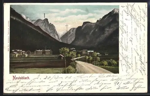 AK Neutoblach, Blick auf dem Ort