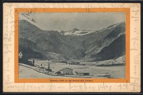 AK Ridnaun, Panorama mit Becher und Freiger