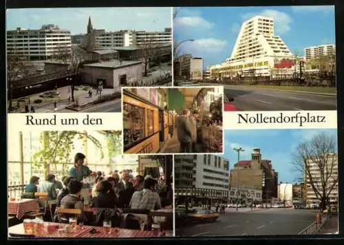 AK Berlin, Nollendorfplatz mit Geschäften, Inneres Restaurant, U-Bahnhof