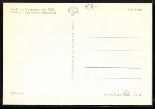 AK Berlin, Blick auf den neuen Autotunnel