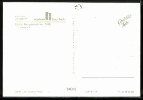 AK Berlin, Interhotel, Zille-Stube, Innenansicht