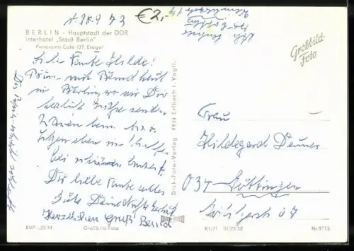 AK Berlin, Interhotel Stadt Berlin, Panorama-Café