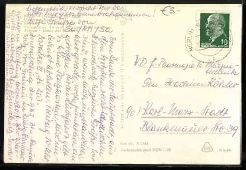 AK Berlin, Unter den Linden mit Geschäften