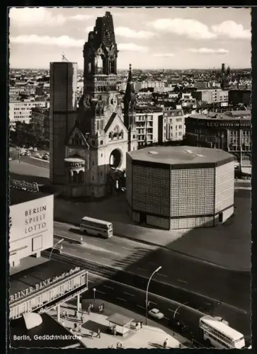 AK Berlin, Strassenpartie an der Gedächtniskirche