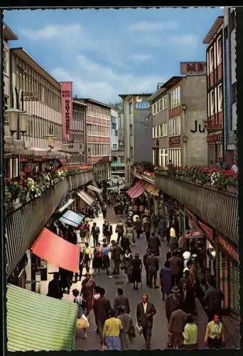 AK Stuttgart, Schulstrasse mit Geschäften, ca. 1960