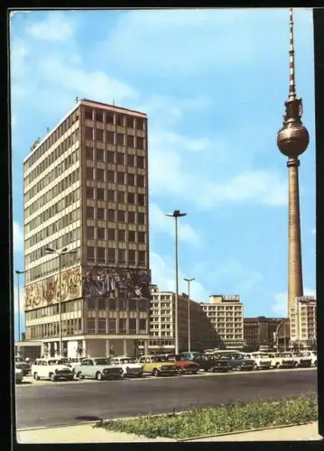 AK Berlin, Haus des Lehrers und Fernsehturm am Alexanderplatz
