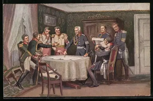 AK Generalfeldmarschall Blücher im Kriegsrat