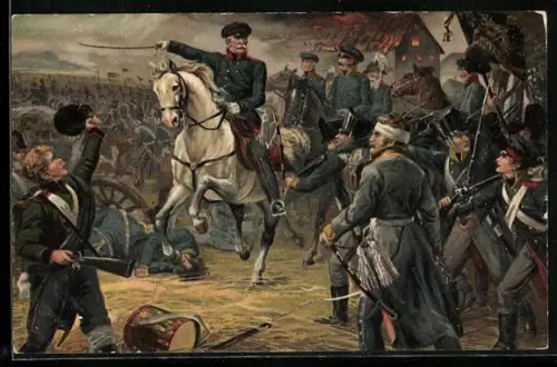 AK Aus grosser Zeit, Die Preussen unter Blücher bei Waterloo 1815