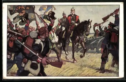 Künstler-AK Angelo Jank: Kaiser Wilhelm I., Ritt um Sedan, 2. September 1870