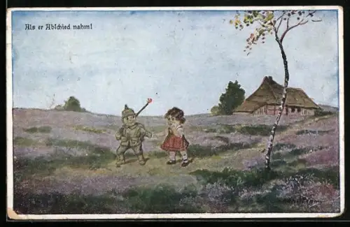 Künstler-AK Ad. Hoffmann: Kleiner Soldat nimmt Abschied von der Liebsten