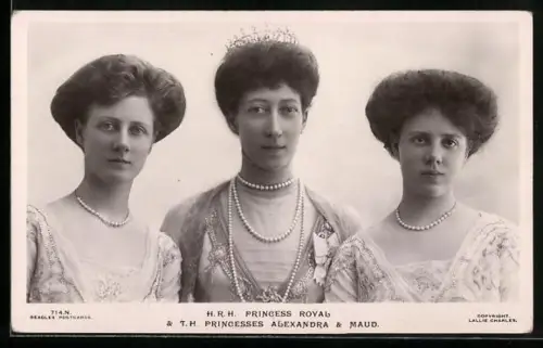 AK Königshaus von England, H. R. H. The Princess Royal and Daughters (Princesses Alexandra and Maud)