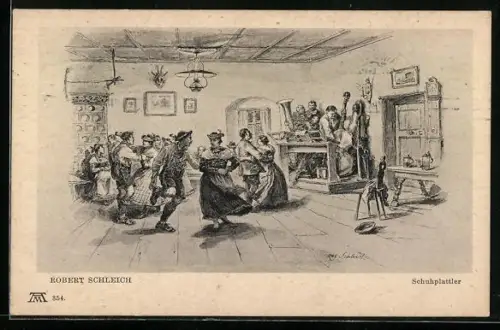 AK Schuhplatter, Bayern in Trachten beim Tanzen