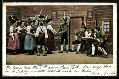 AK Paare in Trachten tanzen, Volkstanz, Zither