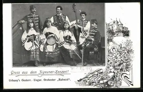 AK Urbany`s Oesterr.-Ungar. Orchester Rakoczi mit Instrumenten, Trachtenkapelle