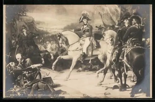 Künstler-AK Versailles, Musée de Versailles, Napoleon zu Pferde bei der Schlacht von Hohenlinden