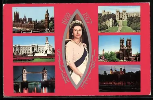 AK Elisabeth II. 1952 - 1977, Silbernes Jubiläum, Londoner Sehenswürdigkeiten