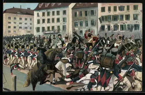AK Flucht Napoleons am 19. Oktober 1813