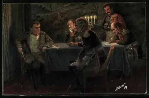Künstler-AK sign. Em. Bachrach-Barée: Napoleon und seine Generäle