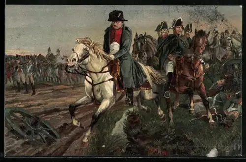 AK Aus grosser Zeit, Napoleon nach der Schlacht bei Leipzig 1813