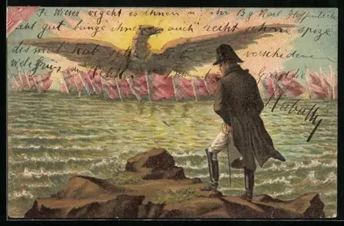 AK Napoleon am Meer, Adler, Flaggen