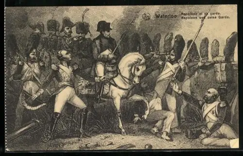 Künstler-AK Waterloo, Napoleon und seine Garde