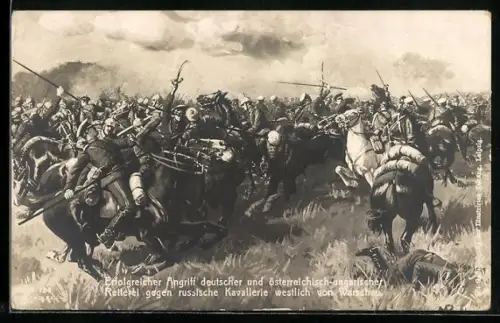AK Warschau, Erfolgreicher Angriff deutscher und österreichisch-ungarischer Reiterei gegen russische Kavallerie