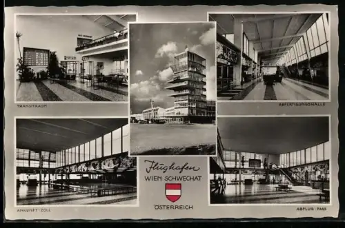 AK Schwechat, Flughafen, 5 Ansichten