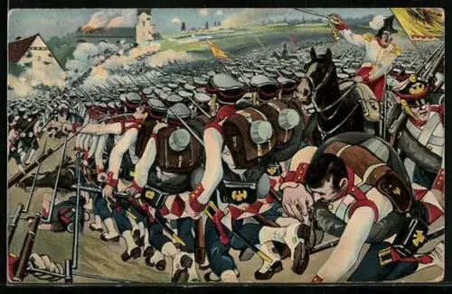 Künstler-AK Liebertwolkwitz, Soldaten in der Schlacht, Befreiungskriege