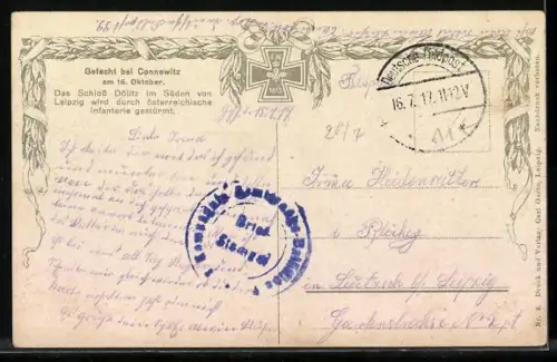 AK Leipzig, Das Schloss Dölitz wir durch österreichische Infanterie gestürmt