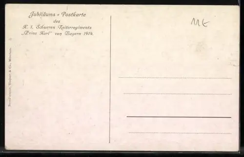 Künstler-AK Soldaten d. K. B. 1. Kürassier Reg. Prinz Karl, attakieren franz. Inf., Reichseinigungskriege