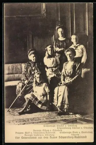 AK Vier Generationen aus dem Hausen Schwarzburg, Elisabet, Nikolaus, Aliburg, Marie, Ingeborg