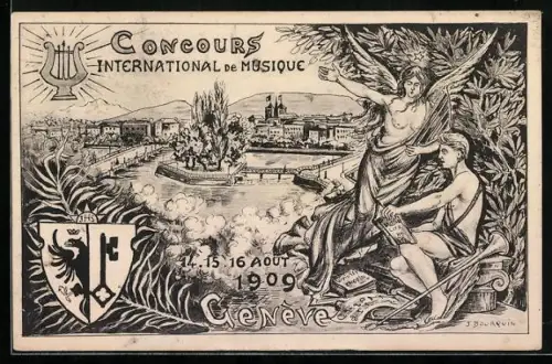 Künstler-AK Genève, Concours International de Musique 1909, Wappen