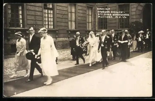 Foto-AK München, Hochzeit Bourbon Sizilien-Stolberg Wernigerode 1922
