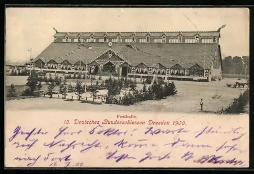 AK Dresden, 13. Deutsches Bundesschiessen 1900, Festhalle