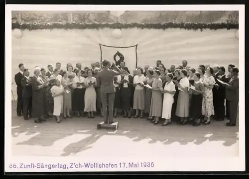 AK Z`ch-Wollishofen, 86. Zunft-Sängertag 1936, Chor mit Dirigent