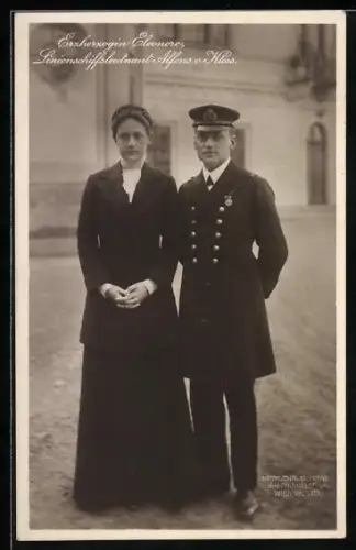 AK Erzherzogin Eleonore von Österreich und Linienschiff-Leutnant Alfons von Kloss