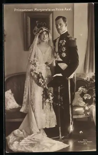 AK Brautpaar Prinzessin Margareta und Prinz Axel von Schweden