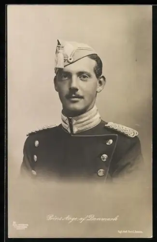 AK Prinz Aage von Dänemark in Uniform mit Käppi