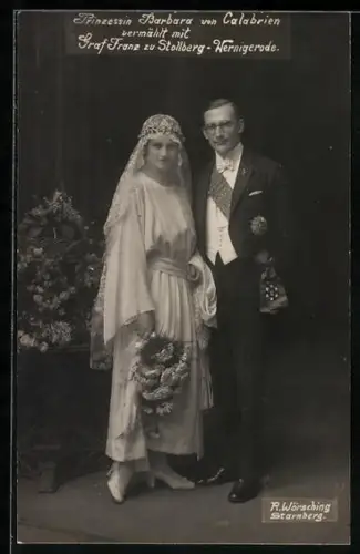 AK Prinzessin Barbara von Calabrien mit ihrem Mann Graf Franz vzu Staollberg-Wernigerode