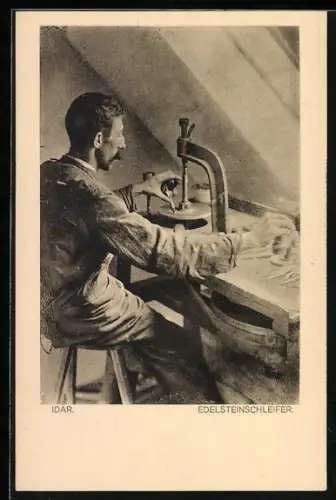 AK Idar, Edelsteinschleifer bei der Arbeit