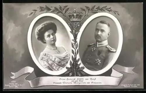 AK Prinz Heinrich XXXIII. von Reuss, Prinzessin Victoria Margarete von Preussen