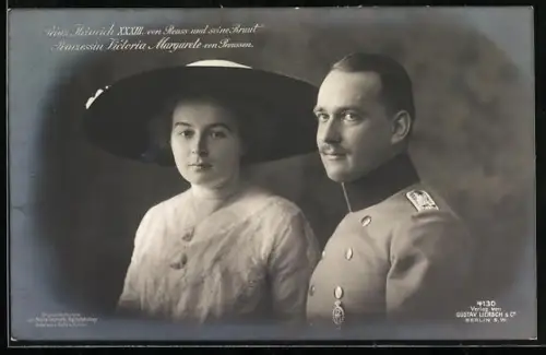 AK Prinz Heinrich XXXIII. von Reuss u. seine Braut Prinzessin Victoria Victoria Margarete von Preussen