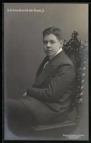 AK Prinz Heinrich XLV. Reuss i. L. als Jugendlicher