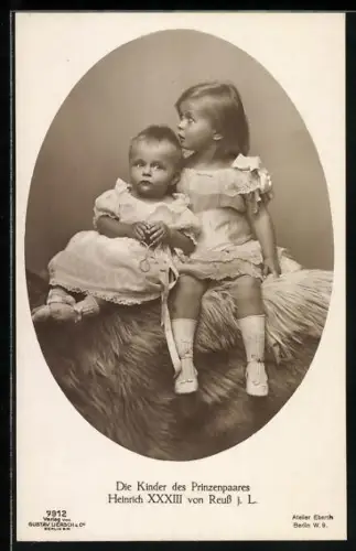 AK Heinrich XXXIII von Reuss j. L., die Kinder des Prinzenpaares