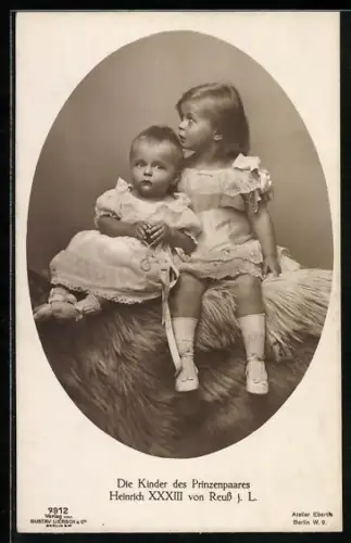 AK Heinrich XXXIII von Reuss j. L., die Kinder des Prinzenpaares
