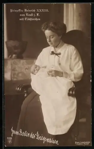 AK Prinzessin Heinrich XXXIII. von Reuss i. L. mit ihrer Tochter